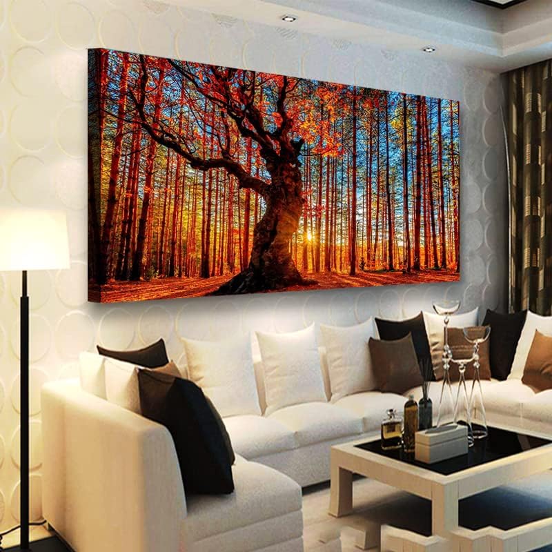 Дървото на Живота Стенно Изкуство, Печат Върху Платно Картини с Естествения Пейзаж Начало Декор на Цветни Горски Картини
