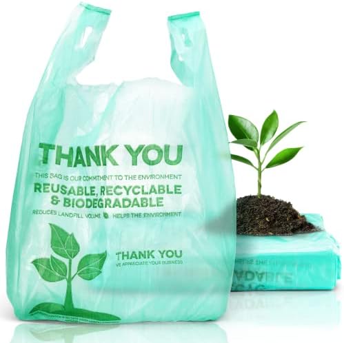 Марки FMP [100 опаковки] Биоразлагаемая Множество Пластмасова чанта За тениски, Екологични Торбички за пазаруване в магазините за хранителни стоки, Подходящ За рецик?