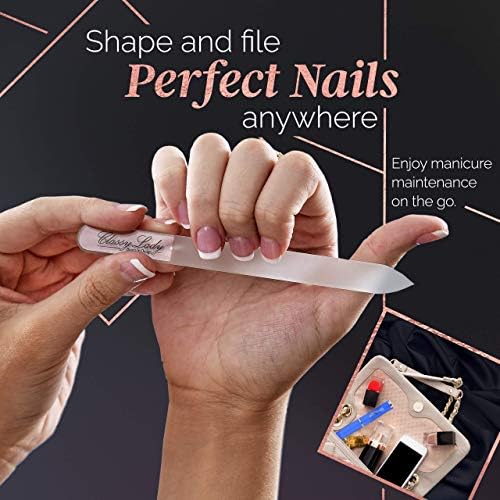 ClassyLady Стъклени Пилочки за нокти - Кристален Пила за Естествени нокти, Дъска за Професионална Грижа за Ноктите с