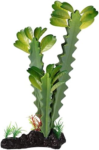 Аксесоари за Аквариум PATKAW Bearded Dragon Изкуствени Пластмасови Растение Фалшиви Големи Изкуствени Кактуси на Базата