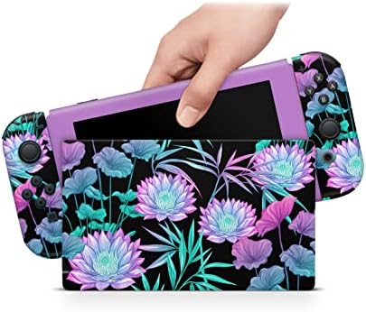 Обвивка ZOOMHITSKINS OLED Switch, съвместима с черупки Nintendo Switch OLED, Красивата градина, Зелени Реколта цветя