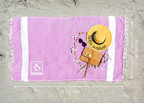 Турското Плажна кърпа Ray Silver Diamond от памук - Быстросохнущее кърпи за баня без пясък - (100x180 см) - Плажна одеяло Пештемаль-Тънки Лесно За Пътуване СПА-вана За басейна, Пл?