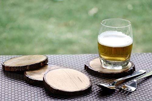Поставки от дърво GoCraft с кората на дърво | манго за Вашите напитки, напитки и вино / Продуктова чаши (комплект от