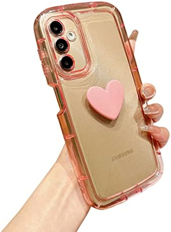 LYQZDT Сладък 3D калъф с сърце за Samsung Galaxy A14 5G за жени и Момичета, мек силикон Прозрачен сверхпрочный устойчив на удари калъф за Samsung A14 5G 2023 6,6 инча. (Розов)