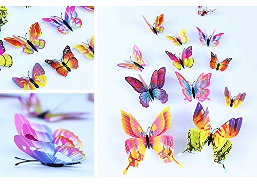WOIWO 12 бр. 3D Стерео двупластова имитация на пеперудата Творческа украса за дома, Хол, поколение стенни стикери с пеперуди