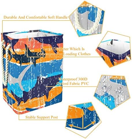 Unicey Абстрактен Модел Акули Водоустойчив Сгъваем кош за Бельо Кофа за Детска Стая Детска Спалня