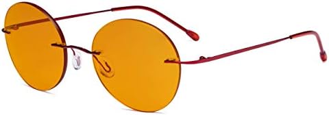 Eyekepper без рамки Сини Светозащитные Очила с Оранжеви Тъмни лещи за Сън - Кръгли Компютърни Очила Без Рамки Мъжки Женски