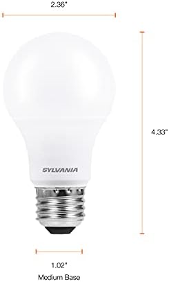 Led лампа SYLVANIA, еквивалент на A19 40 Вата, Ефективна мощност 6 W, Средна база, Матирано покритие, 450 Лумена, мек бял - 2 опаковки (74077)