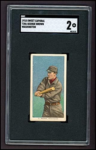 1909 T206 - Джордж Браун Вашингтон Сенатърс (Бейзболна картичка) (Вашингтон / Неправилно е посочена като Браун) SGC SGC