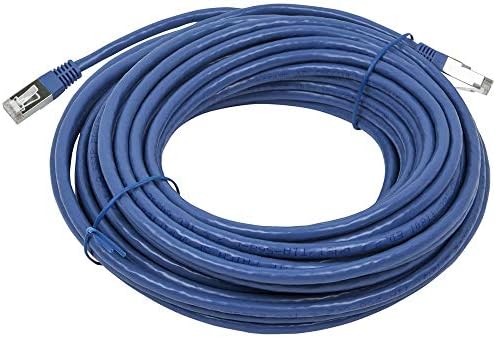 Свързване на Ethernet кабел Monoprice основа cat6a - 50 фута - Синьо | Zeroboot, RJ-45, Блокирани, 550 Mhz, STP, Чисти