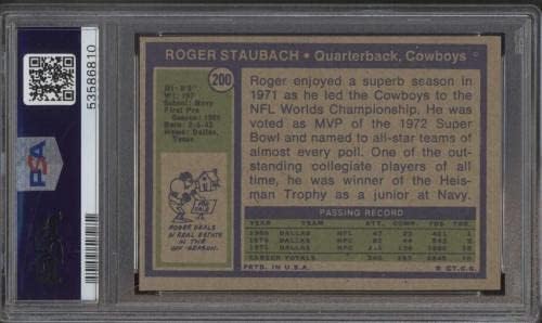 200 Футболни картички Roger Staubach RC - 1972 Topp (Звезда) С рейтинг на PSA Auto - Футболни картички с автографи на