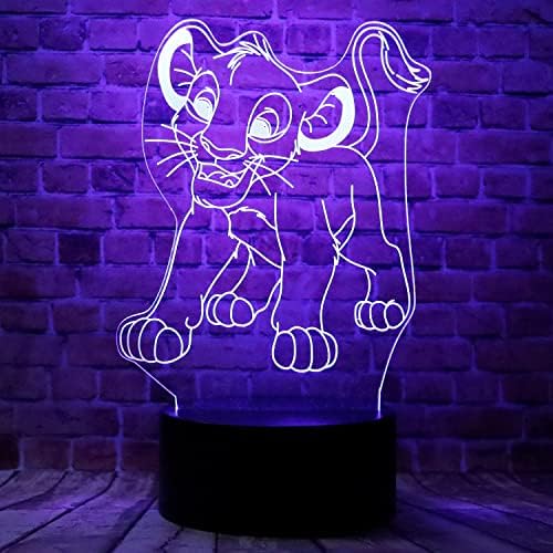 Cartoony Филм Животни Преобладаващата Цени Крал Кион Simba Аниме Фигурка 3D Оптична Илюзия LED Декор за Спалня Настолна