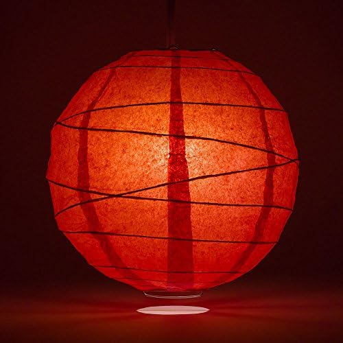 Лампа за хартиения фенер от премиум-клас от Cultural Intrigue Luna Bazaar (14 инча, в рубчик свободно, намаляване, Маково-червено) - Китайски / японски подвесное украса - за партита,