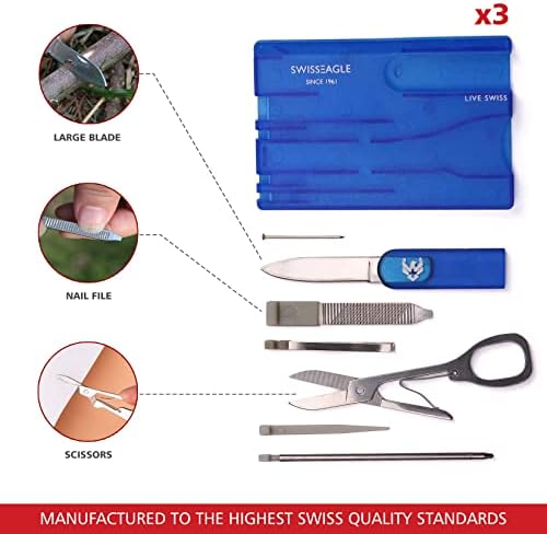 Набор от преносими инструменти Swiss Eagle Survival Card Knife 10 в 1 Lite, 3 опаковки