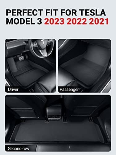 BASENOR 6 бр. постелки за пода на Tesla, Модел 3, Пълен комплект Постелки, всички сезони Противоскользящий 3D Водоустойчив