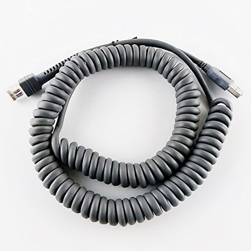 Calvas 2 бр. USB кабел за баркод скенер, Спирала, 5 М (17 метра), за Symbol LS2208AP, LS1203, LS4208, LS9203, DS6707, DS6708, USB Интерфейс