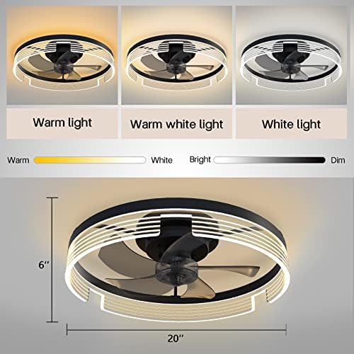 Черен вентилатор на Тавана с осветление - Модерни са Нископрофилни Вентилатори Скрит монтаж, Приложението за синхронизация,