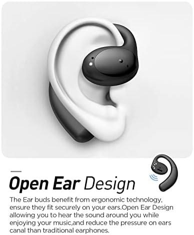 VIDONN Слушалки с отворени Уши Безжични Bluetooth 5.2 OpenBuds T2 Спортни Отворени Слушалки без Костна проводимост с Заушником и Зарядно калъф за спортни слушалки за бягане, упр?