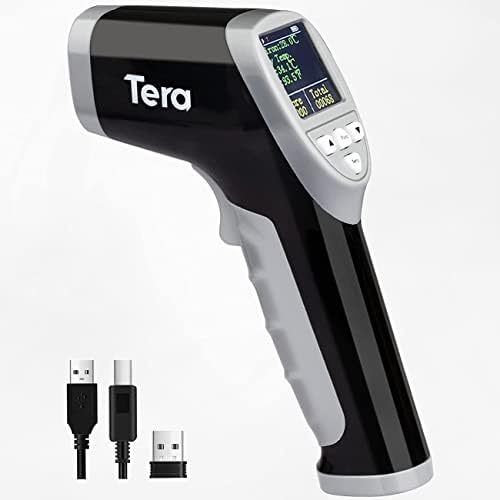 Тера баркод Скенер Температурен Термометър 2D QR 1D Безжичен Четец на баркод с цифров дисплей, съвместим с Bluetooth,