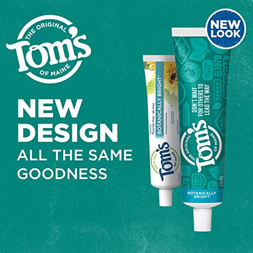 Натурална паста за зъби Tom ' s of Maine, не съдържаща флуорид, без SLS, с растителни блясък, мента, 4,7 унции. 3 опаковки