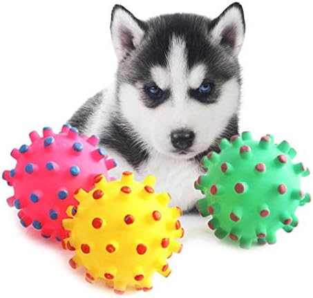 XPSM Забавна играчка за домашни кучета и Котки със Звук Пищялките, Малък Остър Мека Гумена Топка, Устойчиви на Укусам,