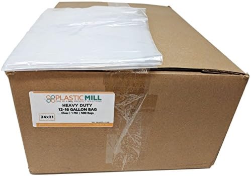 Торби за боклук PlasticMill обем 12-16 литра: Прозрачни, 1 Mils 24x31, 500 торбички.