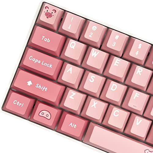 Набор от механични клавиши DRAOZA 82 клавишите Дебелина на PBT Cherry Pink Keycap, Съвместим с Cherry MX, Gateron, Kailh,