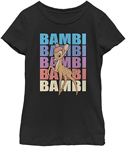 Тениска с надпис Бамби за момичета от Дисни с набивным модел