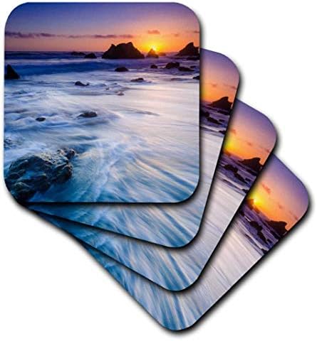 3розовые морски вълни по залез слънце, кодекса за плаж Ел Матадор, Малибу, Калифорния, САЩ Меки подложки
