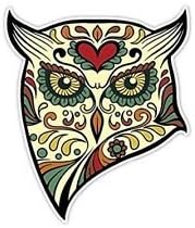 Стикер с Совой под формата На Черепа на по-високо качество - Owl Calavera, 4 инча