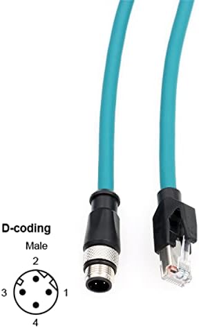 Кабел HangTon Ethernet M12, 4-Пинов D-Кодиране RJ-45 CAT5e за сензор Cognex Sick Industrial Profinet Network Control