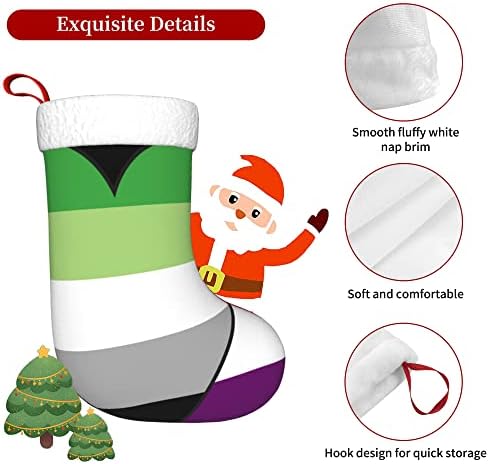 QG ZZX Коледни Чорапи с Бяла Супер Меки Плюшени Белезници, Безполови Ароматни Флаг Гордост, Коледни Чорапи, Коледни Украси,