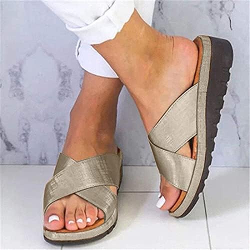 Дамски летни сандали-пързалка с лък, удобни сандали на платформа, ежедневни обувки, слипоны с удобна супинацией