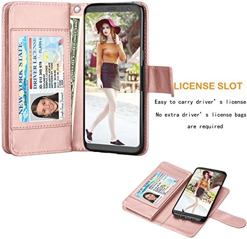 Чанта-портфейл Njjex за Galaxy S8, калъф за Samsung Galaxy S8, Изкуствена кожа [9 слотове за карта], притежател на кредитна