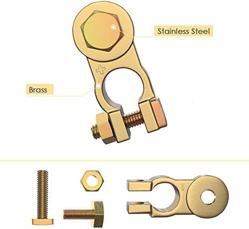 Клеммные Конектори на Батерията LEICESTERCN Месингови, Медни Клеммные Краищата на Акумулатора Горния Стълб Положителен