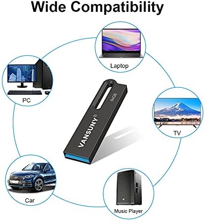 Vansuny 64 GB Флаш Памет Метален Водоустойчив USB Устройство USB 3.0 ultra-висока Скорост Memory Stick, Преносим Флаш