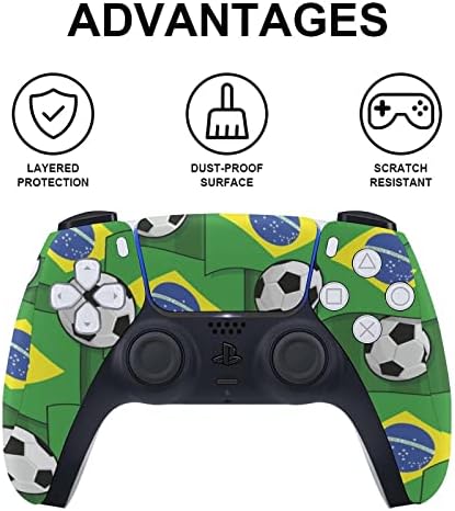 Бразилският Футболен Модел 3 бр. Стикер за цялото тяло, Стикер за PS5 Digital Edition за конзолата PS5 и контролер