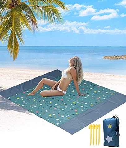 Плажна Одеяло CINHOLL Големи Улични Одеяла 83 × 79 Джоб Мат За Пикник, Пътуване, Къмпинг, Пескостойкий, Водоустойчива,