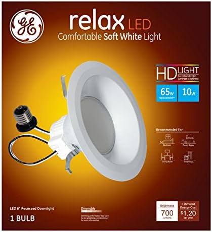 GE Lighting 68578 led лампа Relax HD мощност от 10 W (смяна на 65 W), 6-инчов една лампа с мощност 700 лумена, 1 опаковка