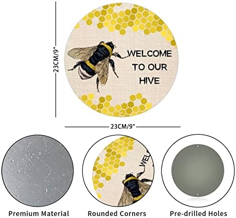 Реколта Метална Табела Медоносните Пчели и Пити Добре дошли в Нашия Кошер Ретро Домашен Бар Знак Ръждясали Венец Знак