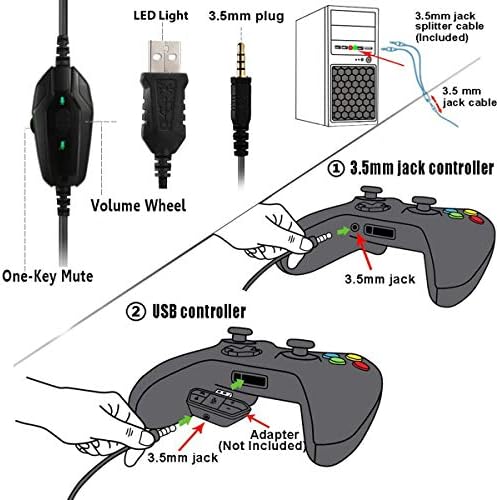 Детска Слушалки Pacrate с микрофон за преносими КОМПЮТРИ Преминете слушалки PS4 PS5 Слушалки Xbox One Слот Слушалки с