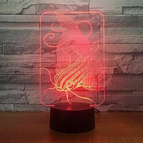 Jinnwell 3D Риба Нощно Лампа Илюзия 7 Цвята Смяна на Сензорен Прекъсвач Настолни Лампи За Маса Украса Led Коледен Подарък