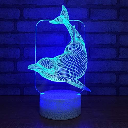 Jinnwell 3D Риба Делфин лека нощ Лампа Илюзия 7 Цвята Смяна на Сензорен Прекъсвач Настолни Лампи За Маса Украса Led Коледен