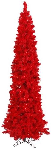 Изкуствена Коледна елха Vickerman 55' Flocked Червен Молив със 150 Червени Светлини