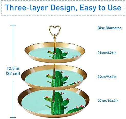 Притежателят На Влакчета За Кифли Пластмасова Поставка За Десерт, Поставка За Торта, 3-Ярусная Поставка За Сервиране, Поставка За Дисплея, Карикатура За Зелен Какту