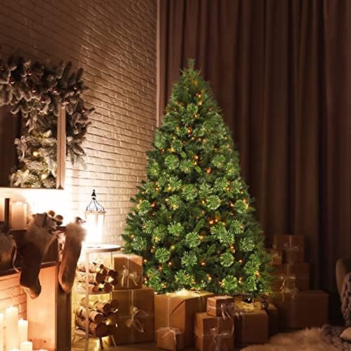 Изкуствена Коледна елха MOLEZU без осветление, Коледна Пълна Бор, Зелена, Навесная с Метална стойка за Официални Празнични