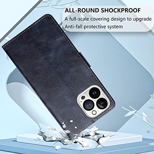Чанта-портфейл VAKS за iPhone 14 Pro Max с 2 Защитни филм за екрана + 2 Защитни филм за обективи камера + Водач Рамка,