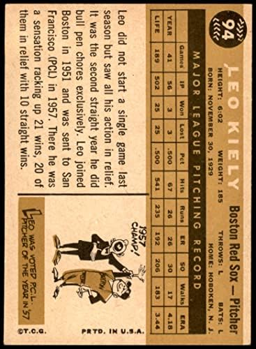 1960 Topps 94 Лео Kealey на Бостън Ред Сокс (бейзболна картичка), БИВШ играч на Ред Сокс