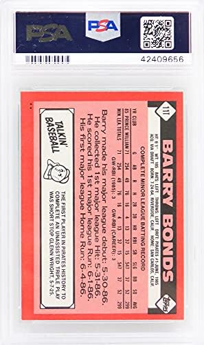 Бари Бондс (Питсбърг Пайрэтс) 1986 Топпс Търгувам бейзболна картичка начинаещ №11T RC - PSA 10 GEM MINT (Нов лейбъл)