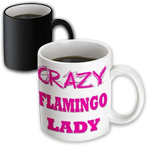 3dRose два цвята чаша Crazy Flamingo Lady, 11 грама, Черна